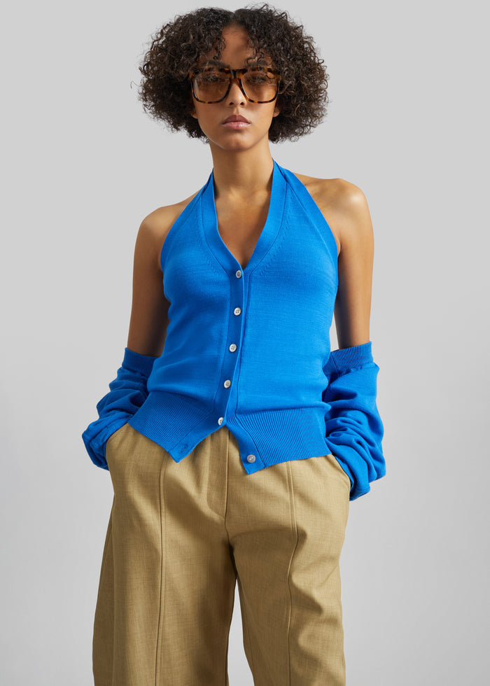 Maia Convertible Knit Halter Top - Cobalt