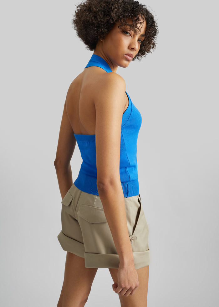 Maia Convertible Knit Halter Top - Cobalt