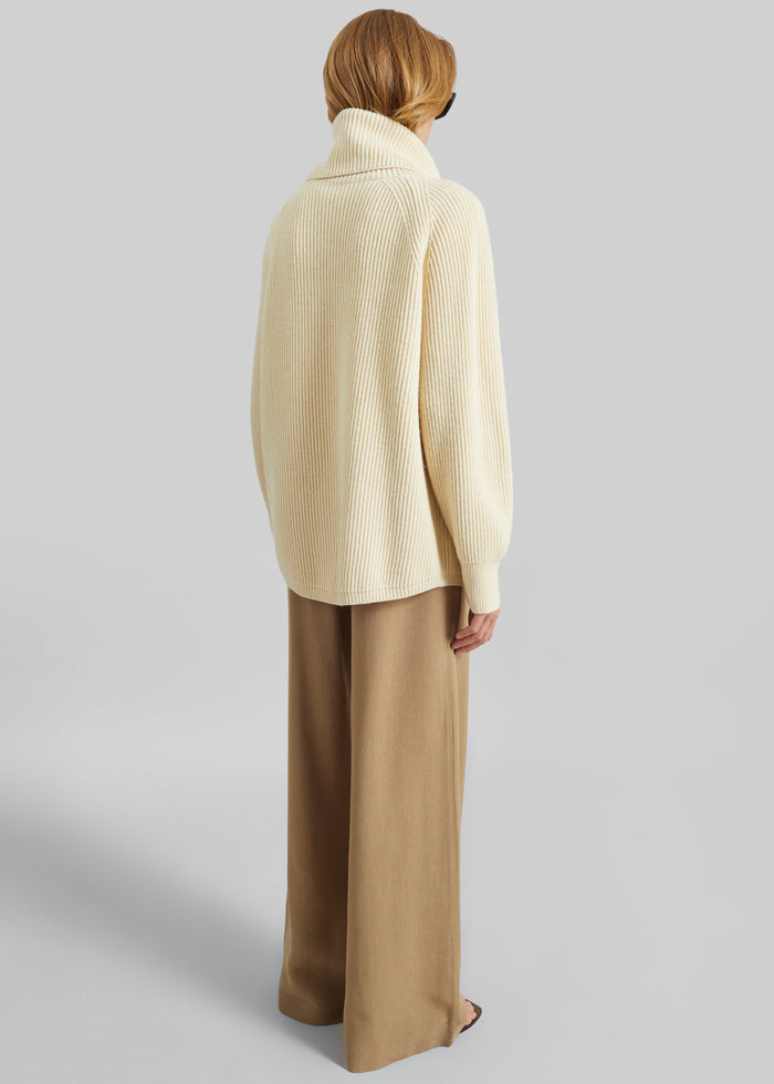 Malabry Knit Zip-Up Cardigan - Pale Yellow