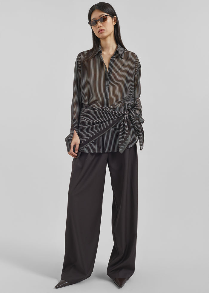 Marais Striped Scarf - Brown/White