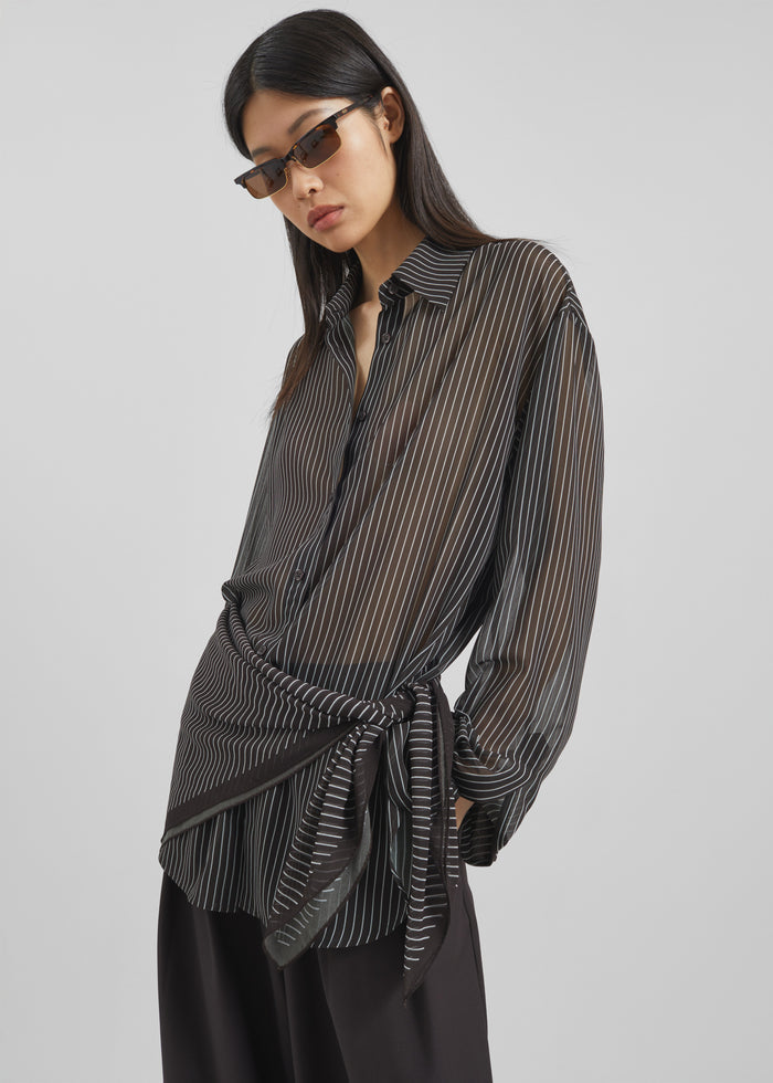 Marais Striped Scarf - Brown/White