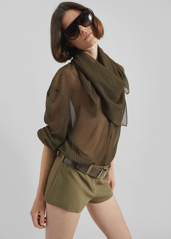 Marais Striped Scarf - Olive/Black