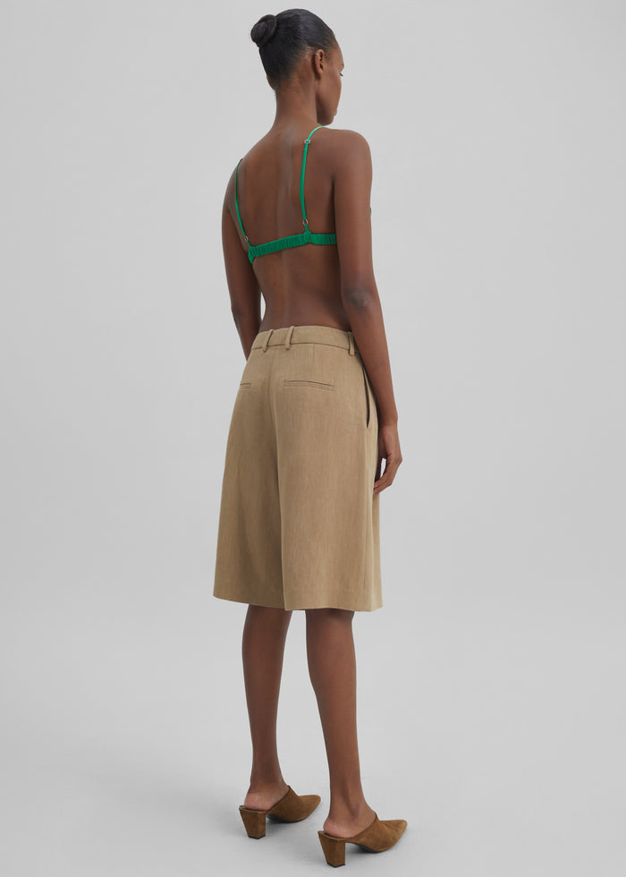 Marfa Linen Bermuda Shorts - Camel