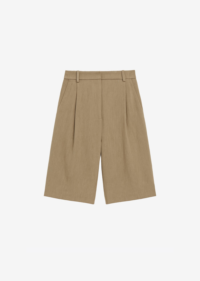 Marfa Linen Bermuda Shorts - Camel