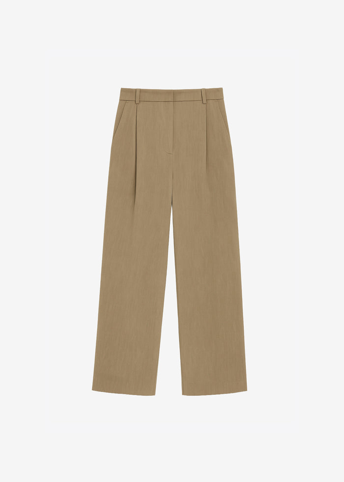 Marfa Linen Pleated Trousers - Camel