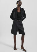 Marfa Pleated Silk Bermuda Shorts - Black
