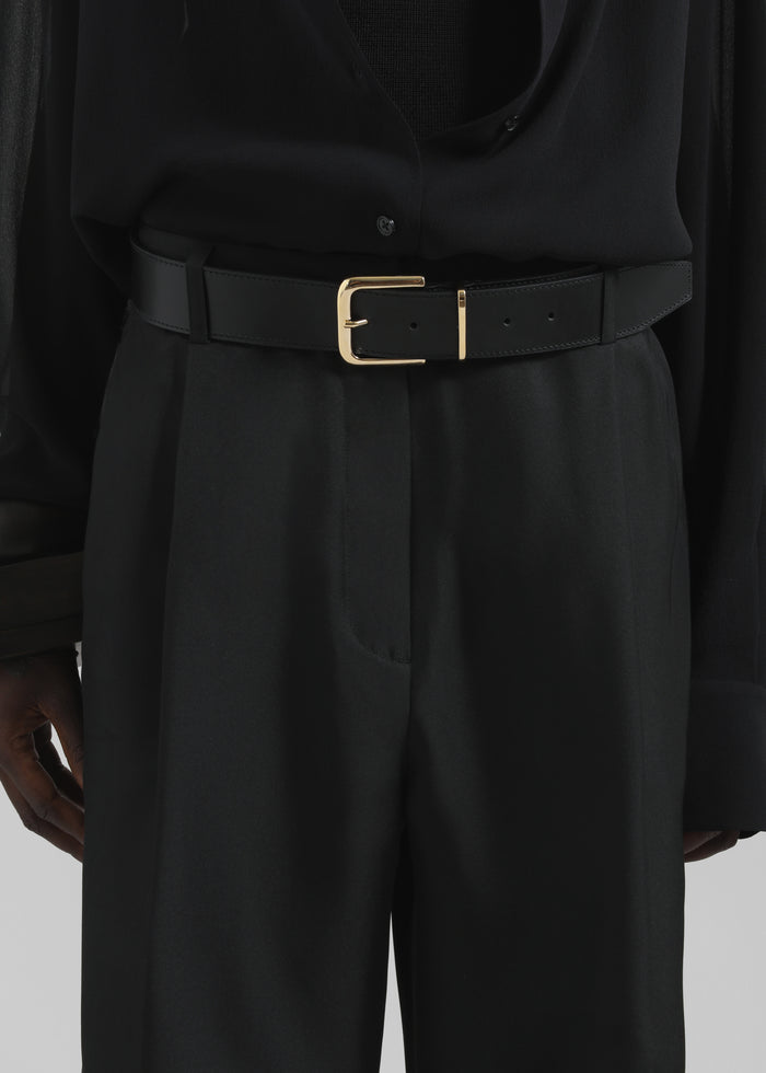 Marfa Pleated Silk Bermuda Shorts - Black