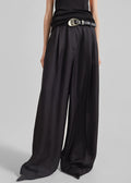 Marfa Pleated Silk Trousers - Black