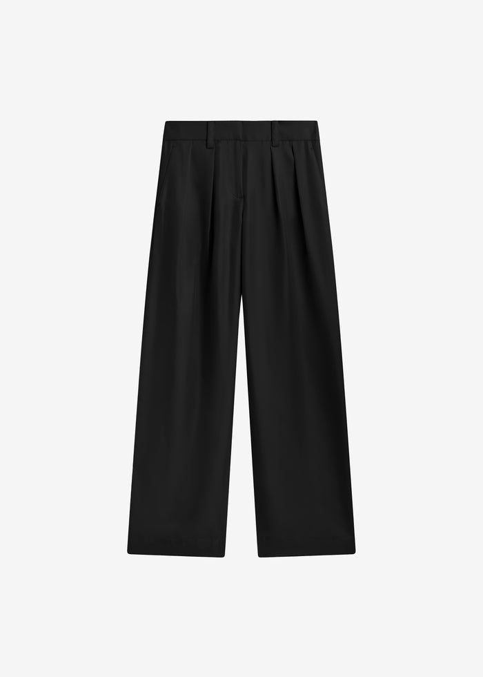 Marfa Pleated Silk Trousers - Black