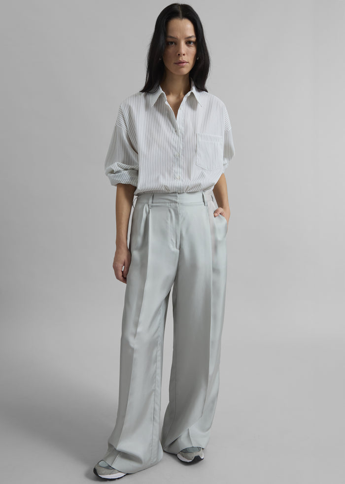 Marfa Pleated Silk Trousers - Grey