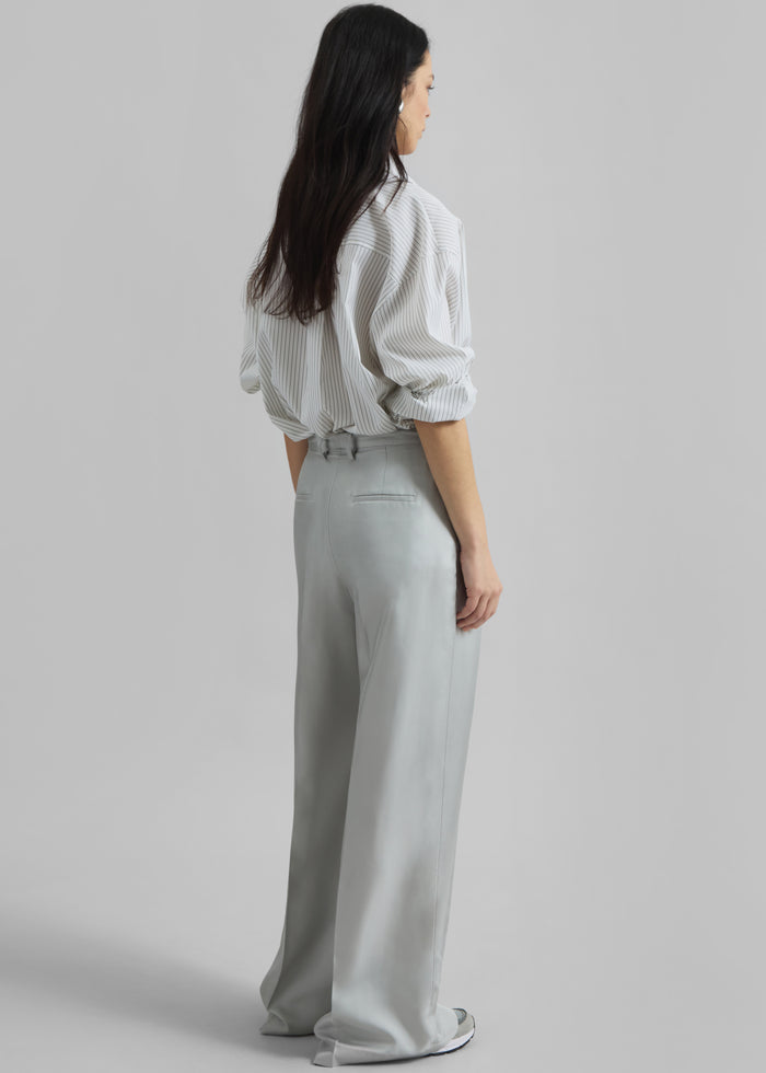 Marfa Pleated Silk Trousers - Grey