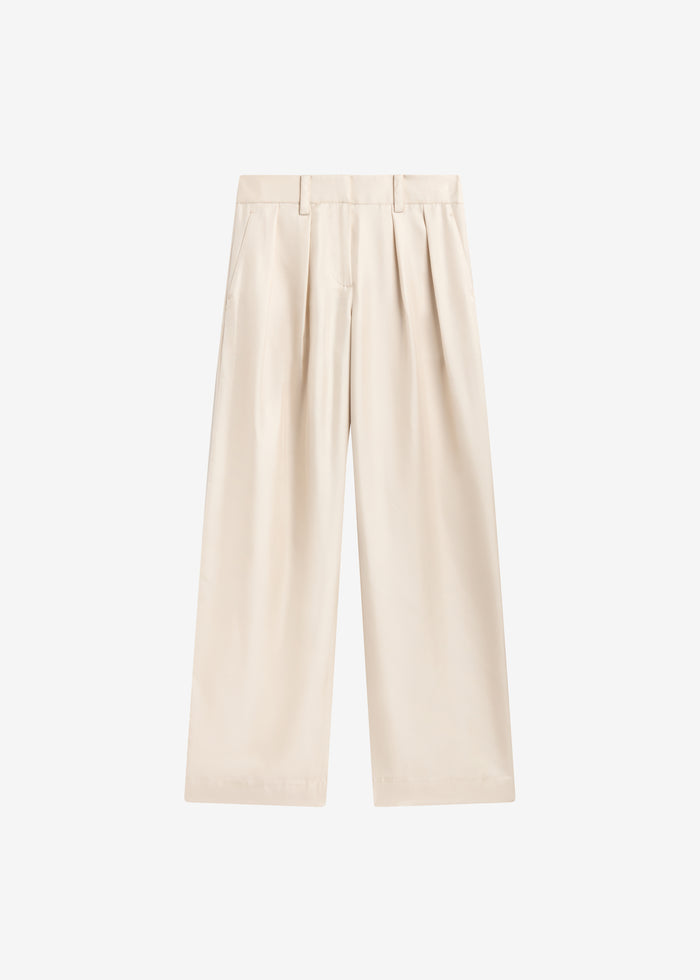 Marfa Pleated Silk Trousers - Ivory