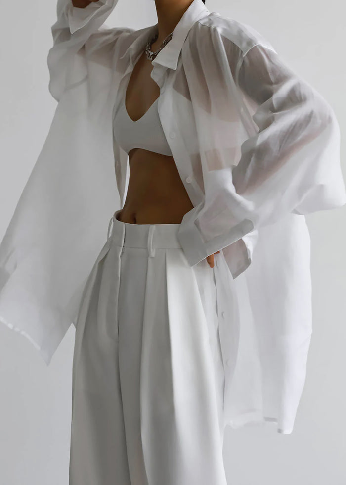 Marlow Oversized Linen Shirt - White