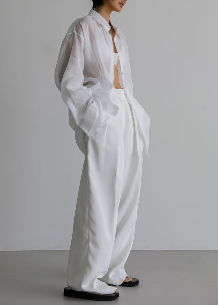 Marlow Oversized Linen Shirt - White Shirt The Frankie Shop