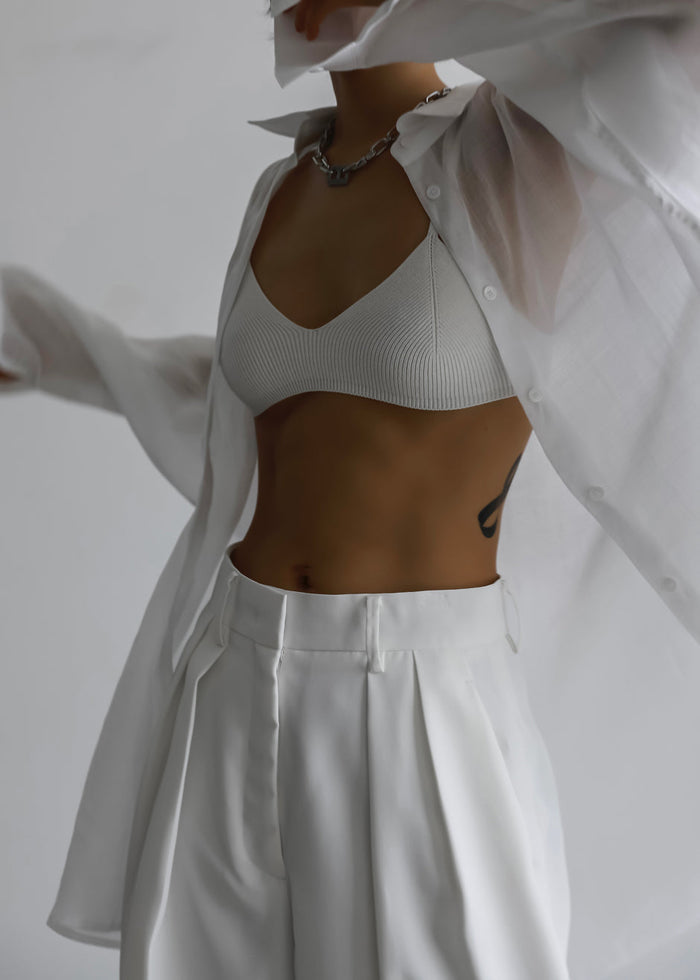 Marlow Oversized Linen Shirt - White Shirt The Frankie Shop