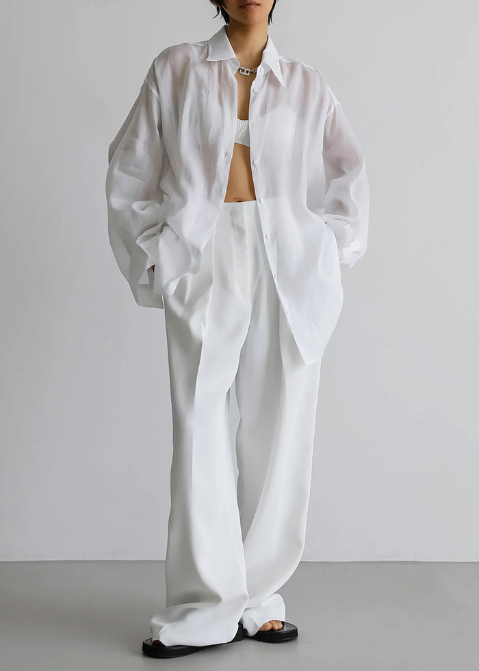 Marlow Oversized Linen Shirt - White
