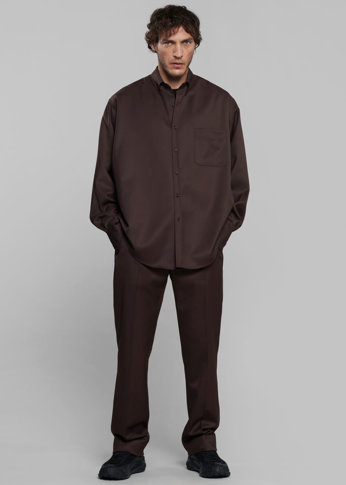 Mason Wool Button Up Shirt - Brown