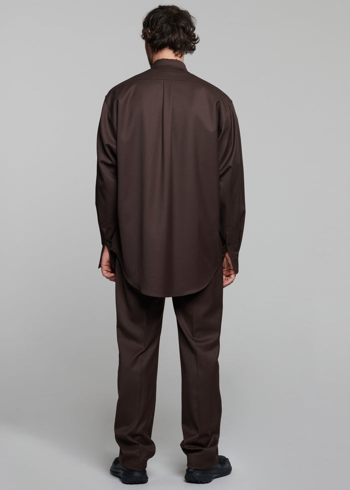 Mason Wool Button Up Shirt - Brown