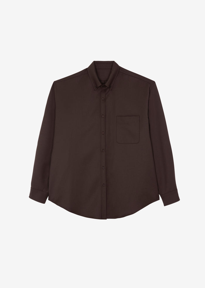 Mason Wool Button Up Shirt - Brown