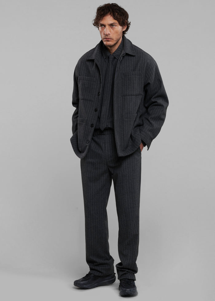 Mason Wool Trousers - Dark Grey/White Pinstripe