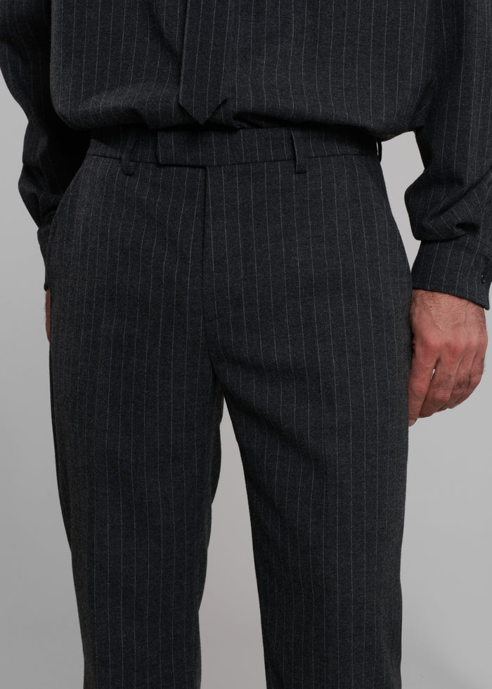Mason Wool Trousers - Dark Grey/White Pinstripe