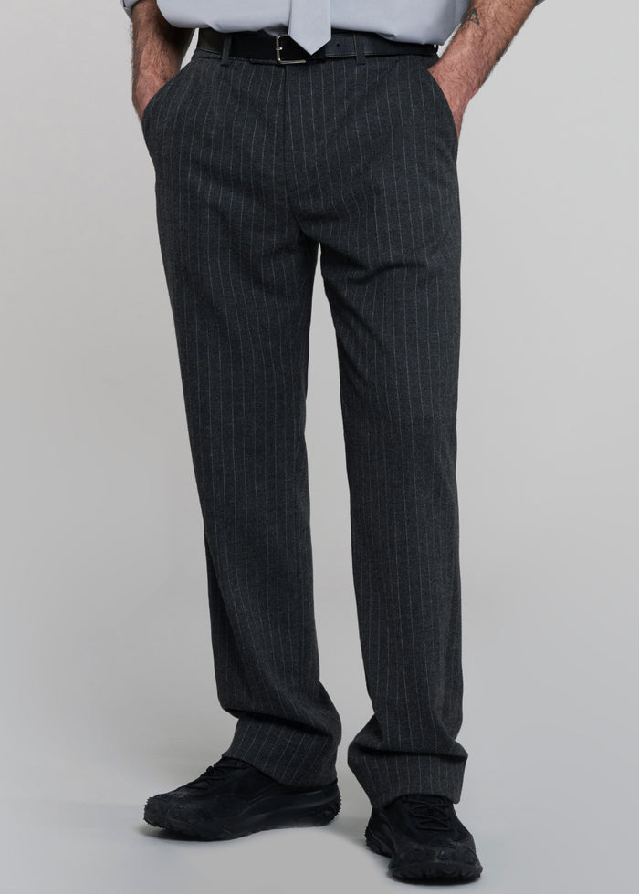 Mason Wool Trousers - Dark Grey/White Pinstripe