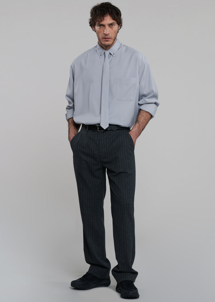 Mason Wool Trousers - Dark Grey/White Pinstripe