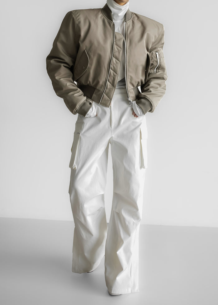 Mati Cropped Padded Bomber - Olive