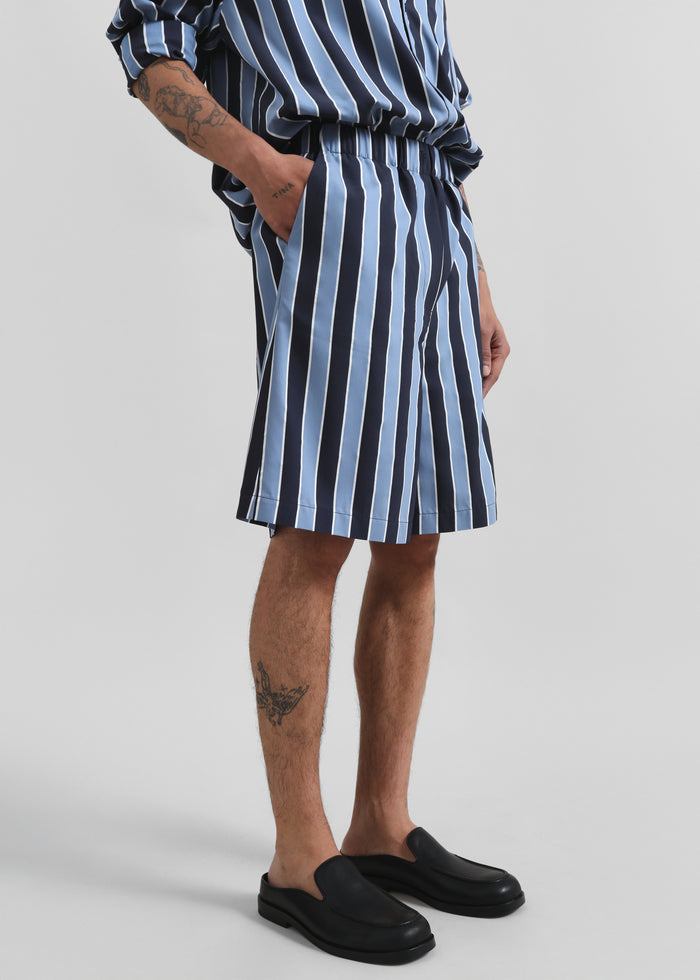 Matthias Striped Bermuda Shorts - Navy Stripe