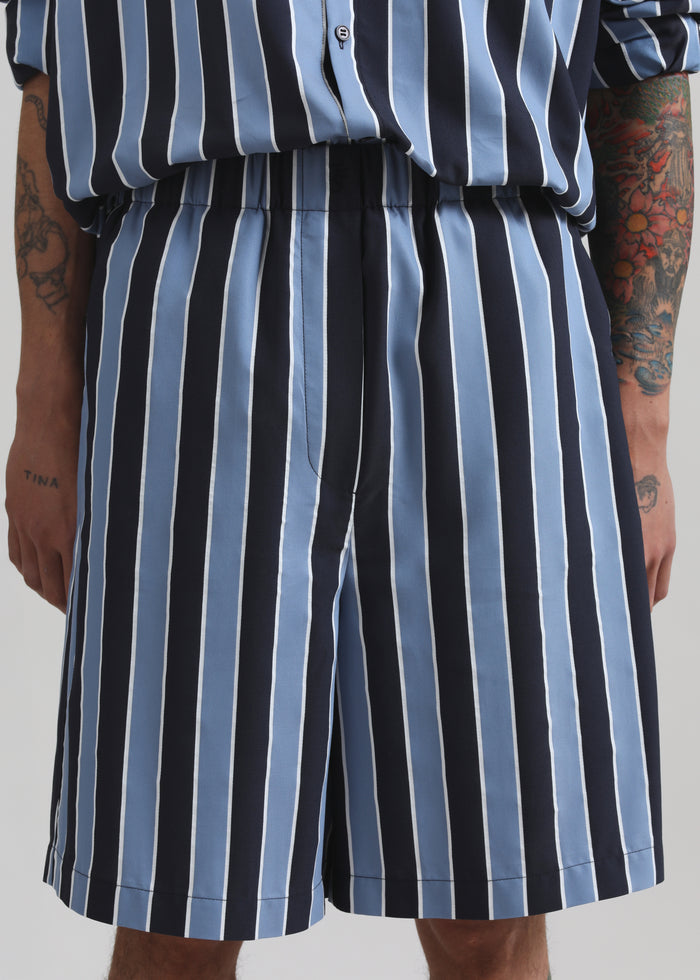 Matthias Striped Bermuda Shorts - Navy Stripe