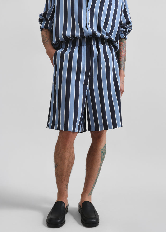 Matthias Striped Bermuda Shorts - Navy Stripe