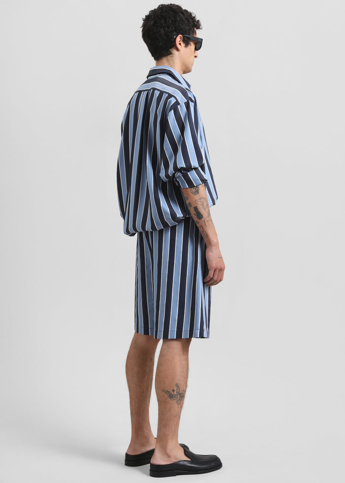 Matthias Striped Bermuda Shorts - Navy Stripe
