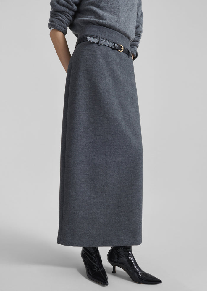 Mauvilly Belted Pencil Skirt - Grey
