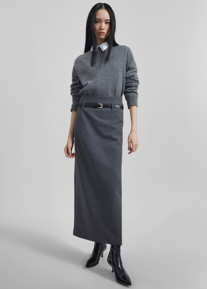 Mauvilly Belted Pencil Skirt - Grey