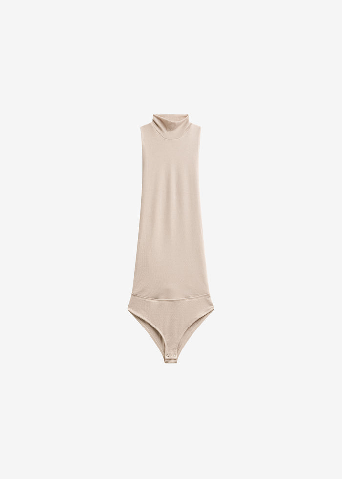 Maxen Mock Neck Bodysuit - Beige
