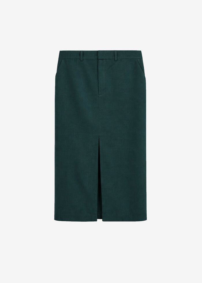 Maybelle Front Slit Pencil Skirt - Bottle Green