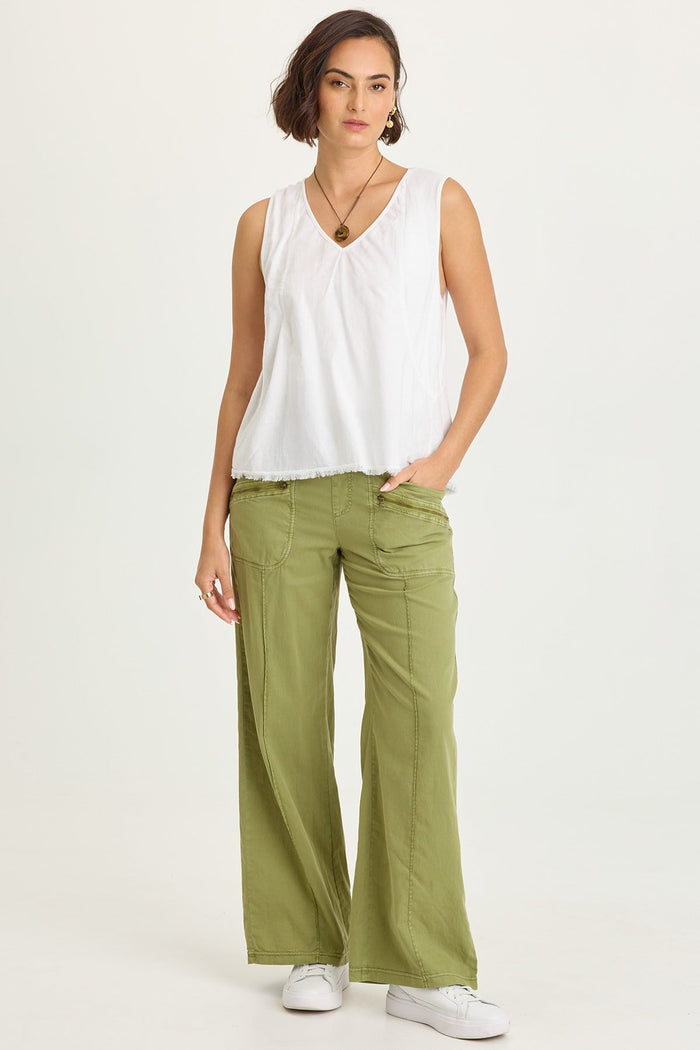Wearables Mazie Linen/Jersey V-Neck Tank