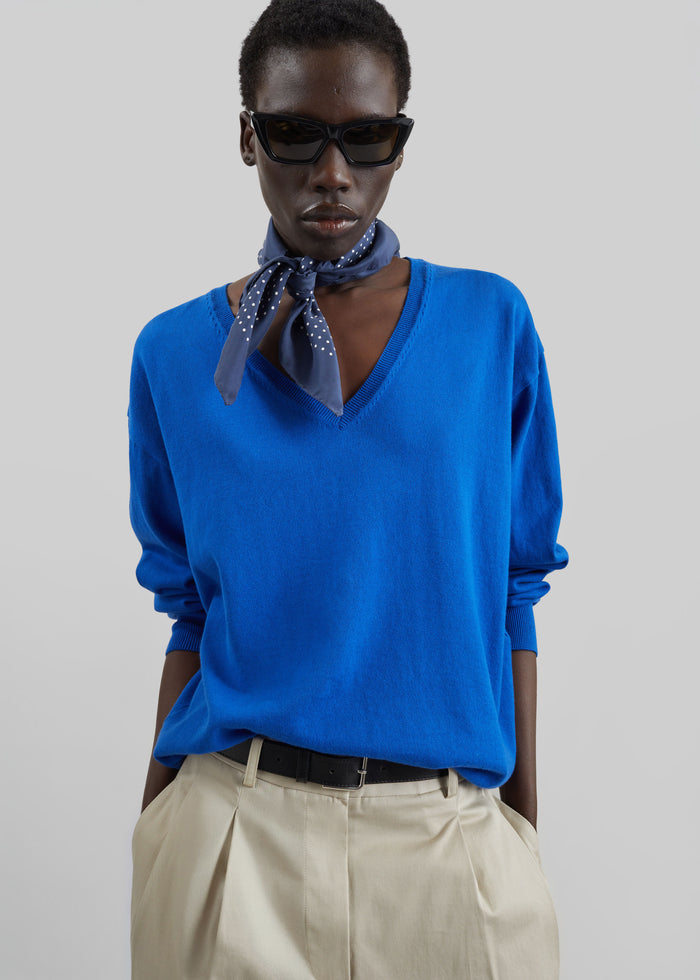 Meera V-Neck Sweater - Cobalt