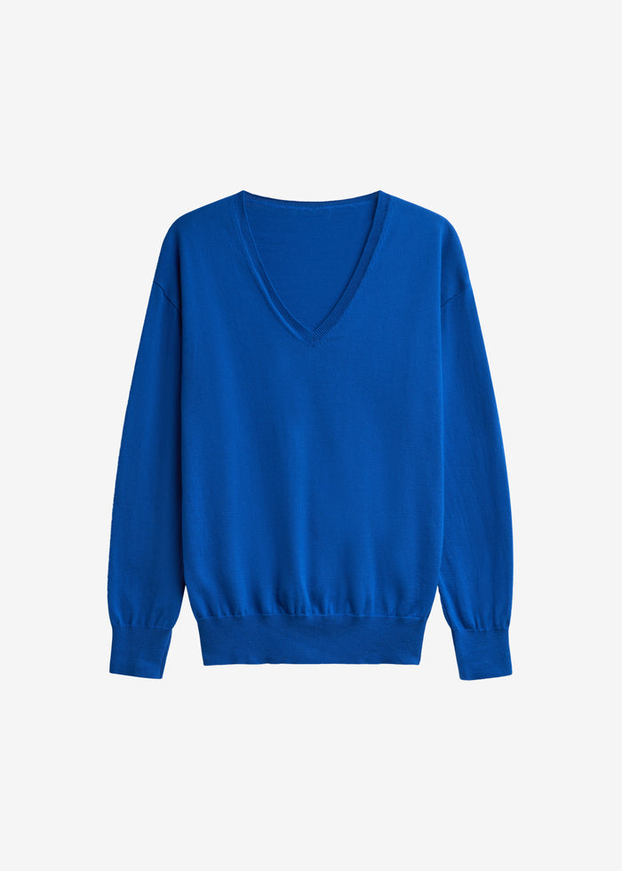 Meera V-Neck Sweater - Cobalt
