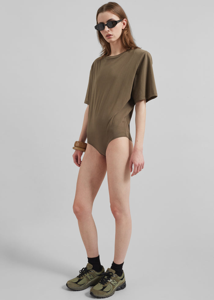 Meida Padded T-Shirt Bodysuit - Khaki