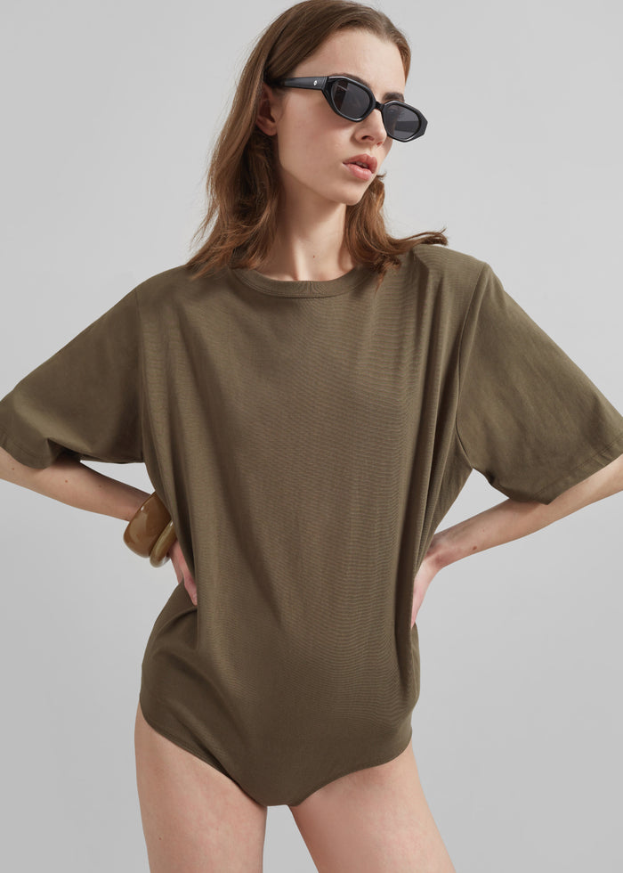 Meida Padded T-Shirt Bodysuit - Khaki