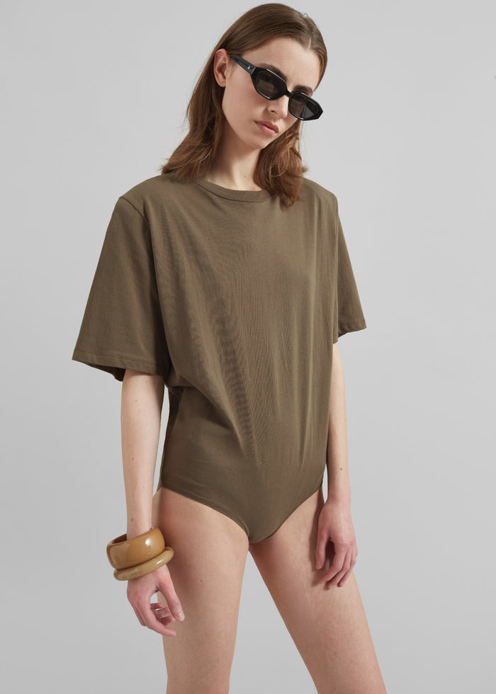 Meida Padded T-Shirt Bodysuit - Khaki