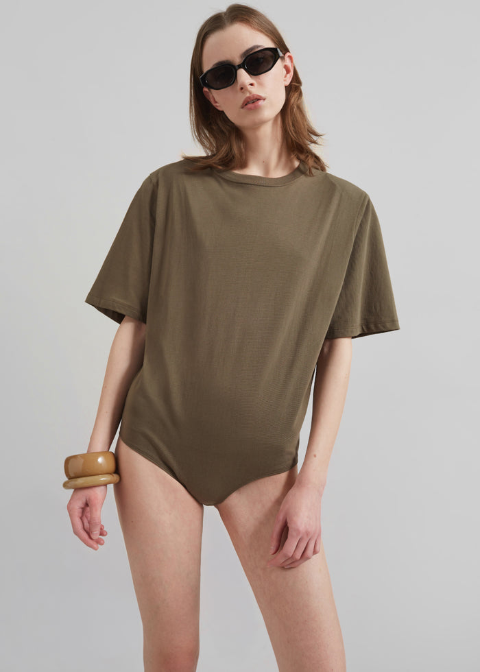 Meida Padded T-Shirt Bodysuit - Khaki