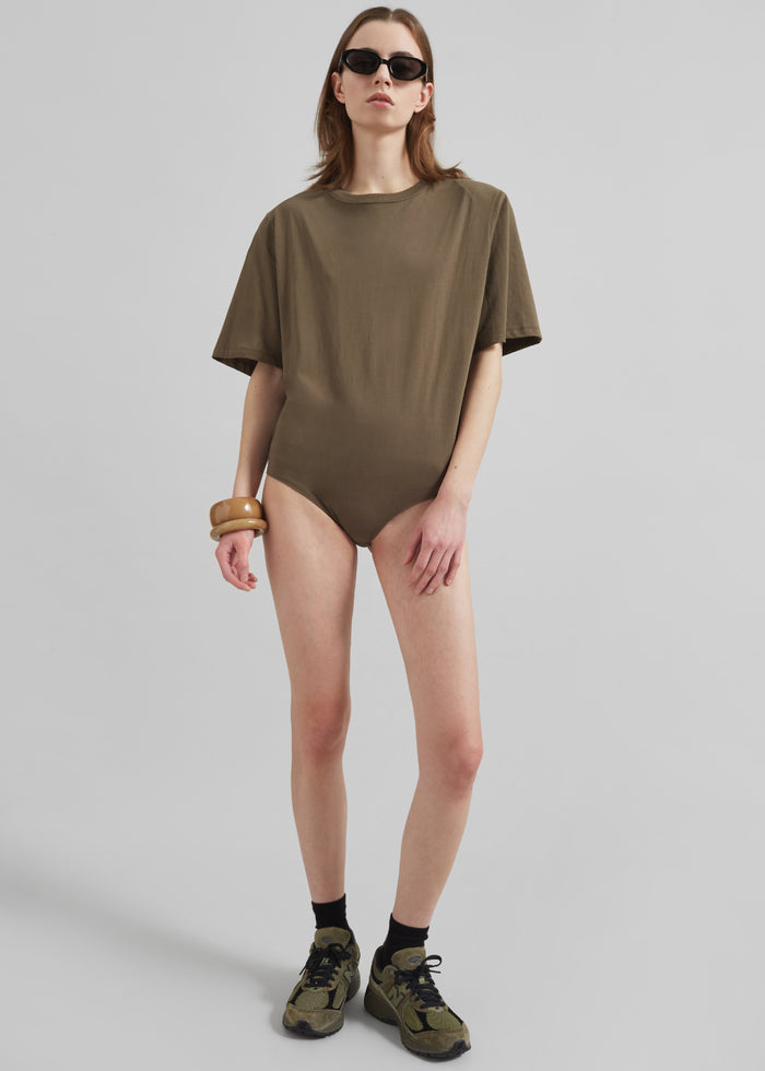 Meida Padded T-Shirt Bodysuit - Khaki