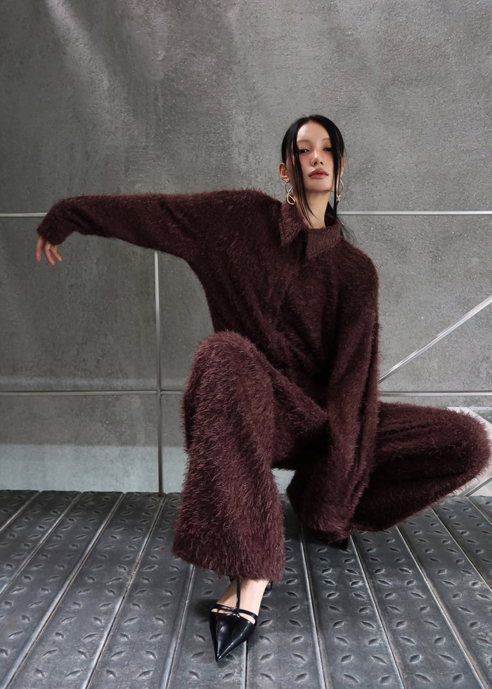 Melker Furry Pants - Mauve Brown