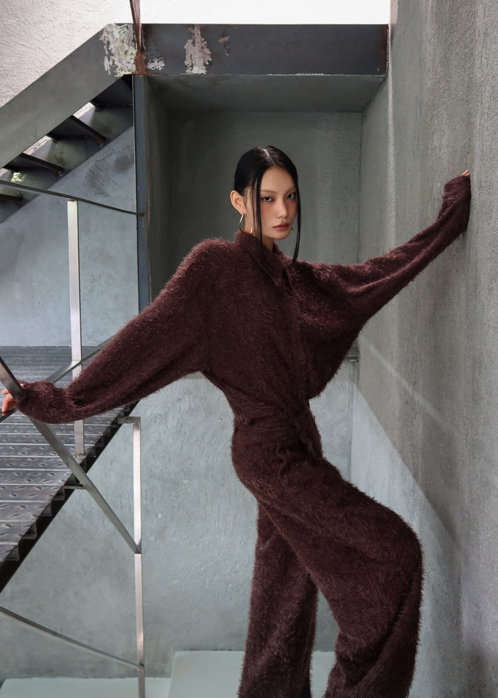 Melker Furry Pants - Mauve Brown