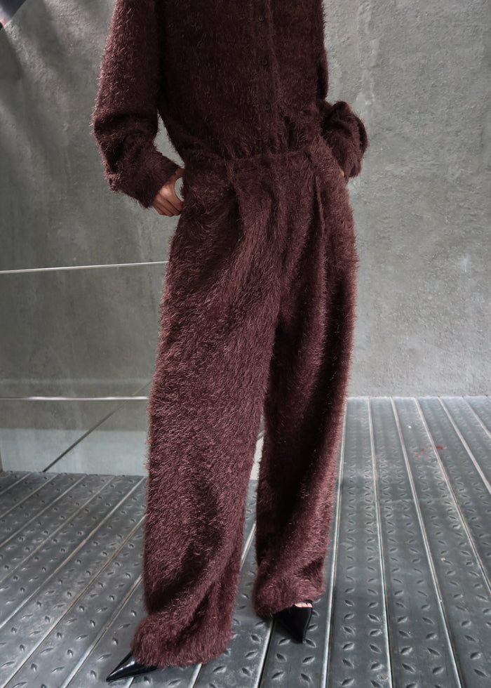 Melker Furry Pants - Mauve Brown