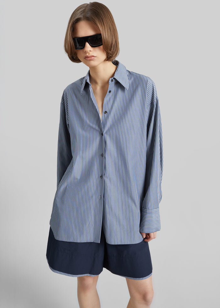 Menton Oversized Shirt - Navy/White Stripe