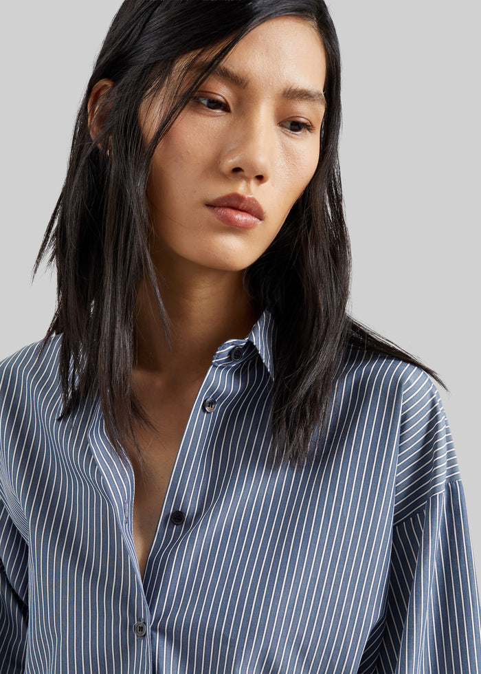 Menton Oversized Shirt - Navy/White Stripe