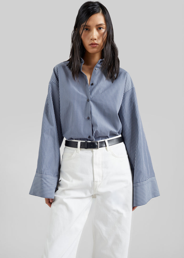 Menton Oversized Shirt - Navy/White Stripe